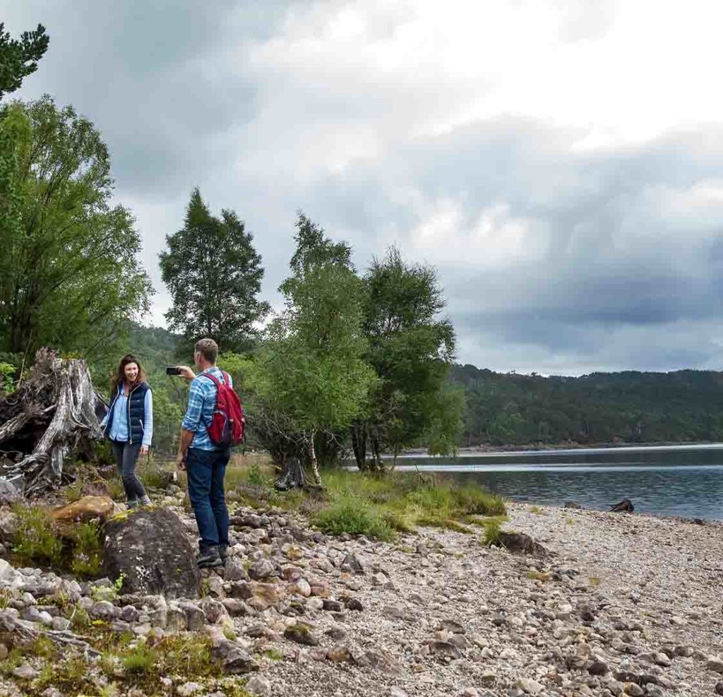 A couple on the shores of Loch Ness