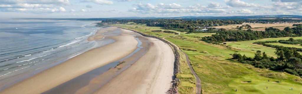 Nairn GOlf Course with coastline with sandy beach