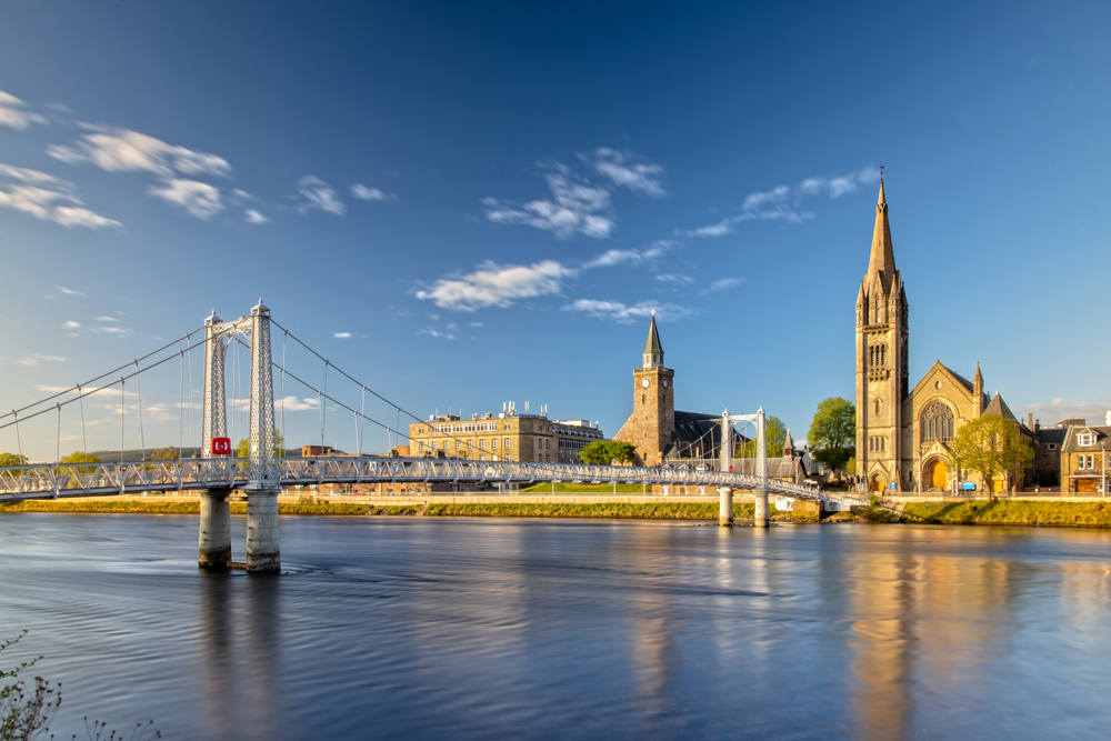 View of the Greig Street Bridge in Inverness, Scotland