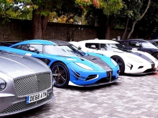 Super cars parked at Ness Walk Hotel