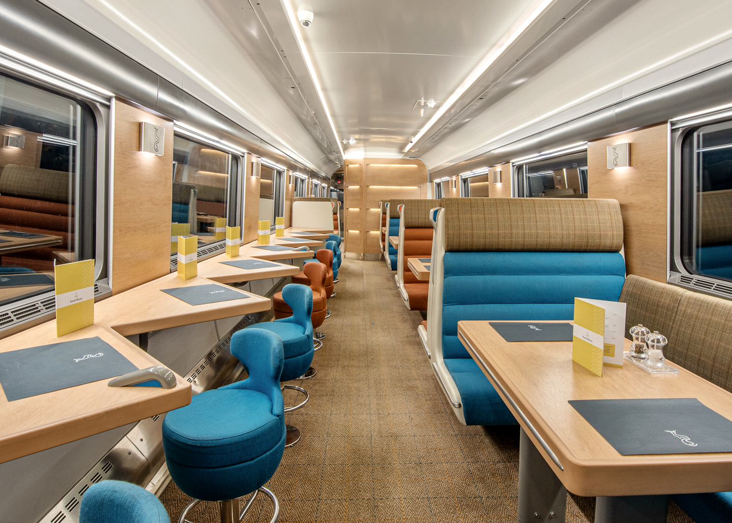Food car in a luxury train that travels between London and Inverness