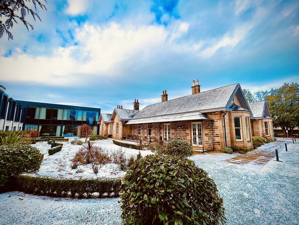 Snowy exterior of Ness Walk in December 2022