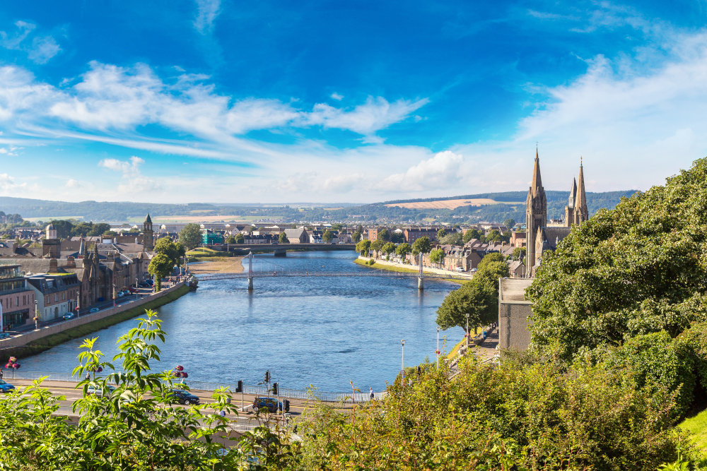 Cityscape of Inverness in Scotland