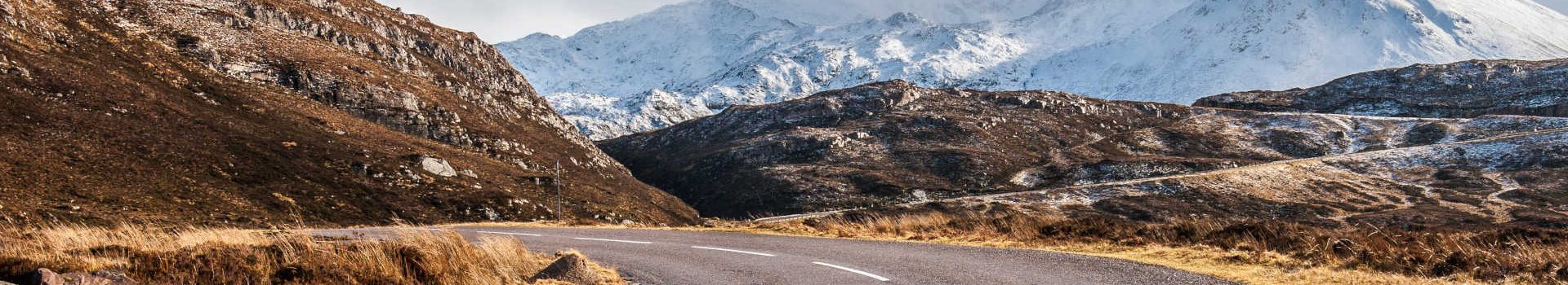 Road to Assynt in winter, part of the NC500 route.