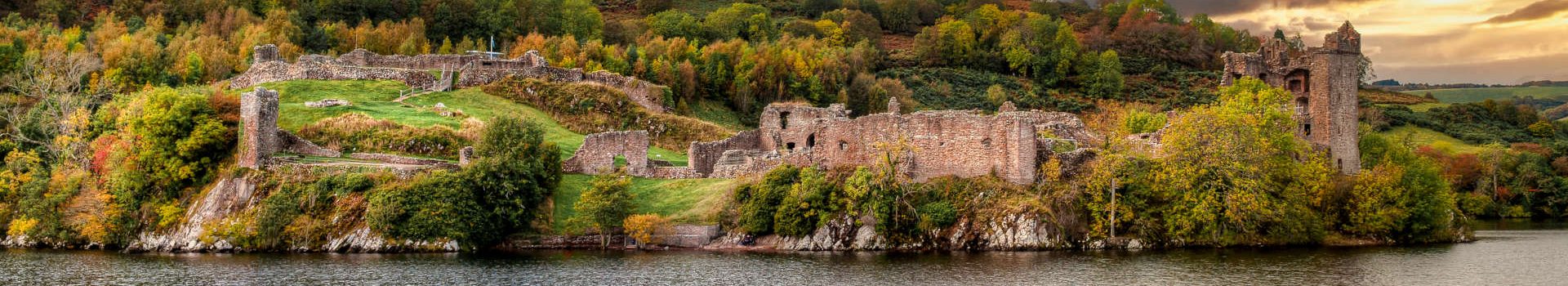View of Urquhart Castle and Loch Ness in the Highlands of Scotland