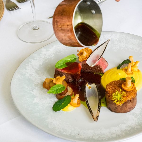 Highland 48 hour beef shin with chanterelle and charred onion in Torrish
