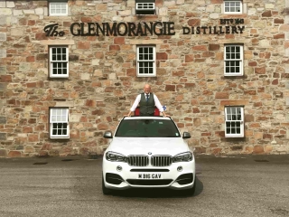 BMW outside Glenmorangie Distillery - Gavin from Inverness Whisky Tours Experience