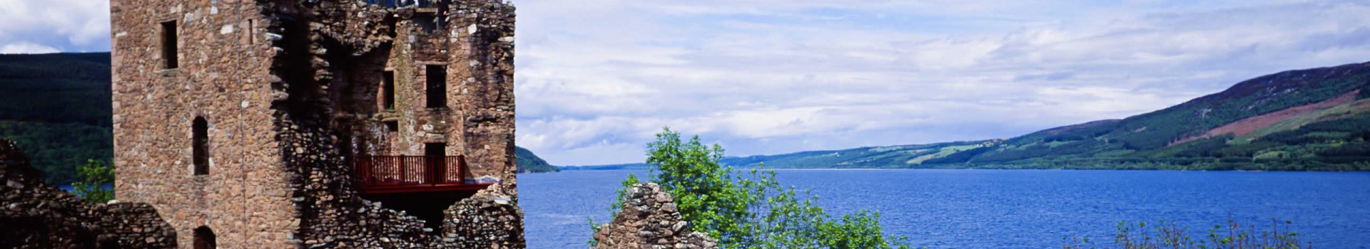 The ruins of Urquhart Castle overlooking Loch Ness