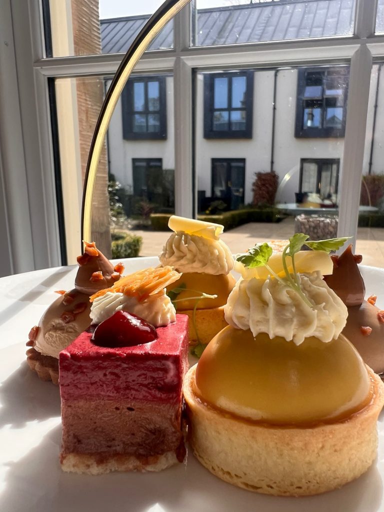 Lime & Mango Tart, Chocolate and Blackcurrant Torte and other desserts with Ness Walk Afternoon Tea