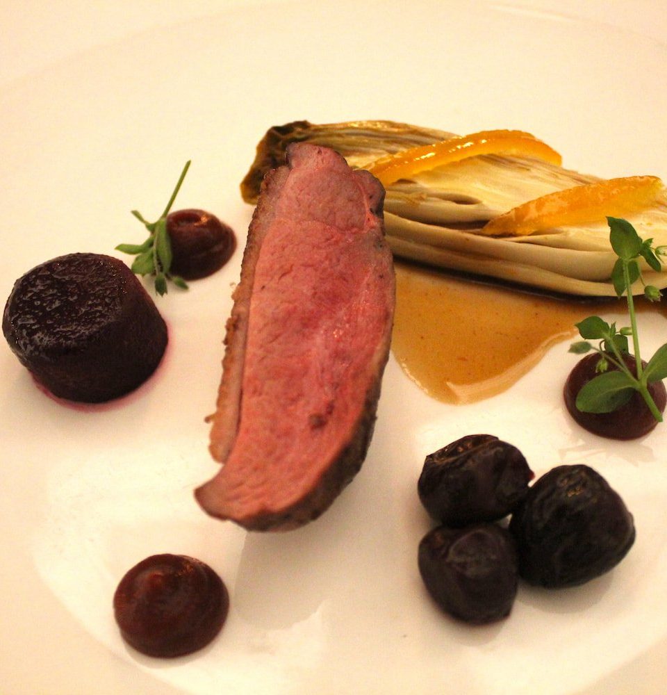 Roast-Gressingham-Duck-Breast-Braised-Chicory-Smoked-Beetroot-Puree-1