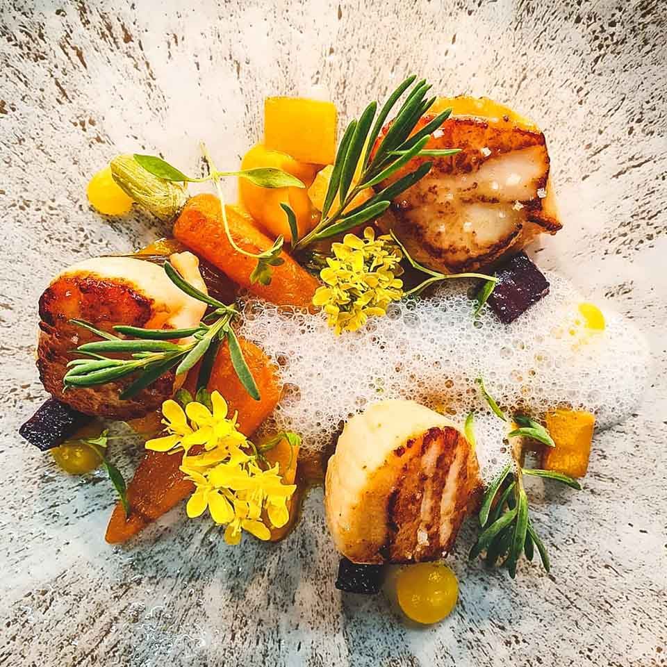 Scallop Dish at Ness Walk Hotel, Inverness. Scallop Dish at Ness Walk Hotel, Inverness.