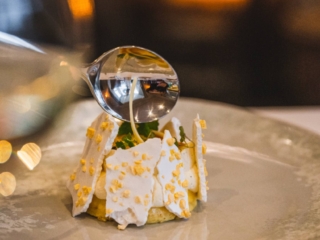 passionfruit and white chocolate vacherin passionfruit curd - french meringue - white chocolate ice cream