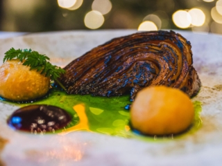 8hr cooked truffle-studded white cabbage port jus - cheese croquette