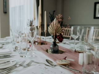 A Scottish wedding table set up and decor idea at our Highland wedding venue, Ness Walk Hotel.