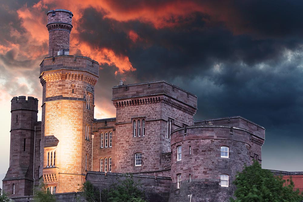Inverness Castle at night.