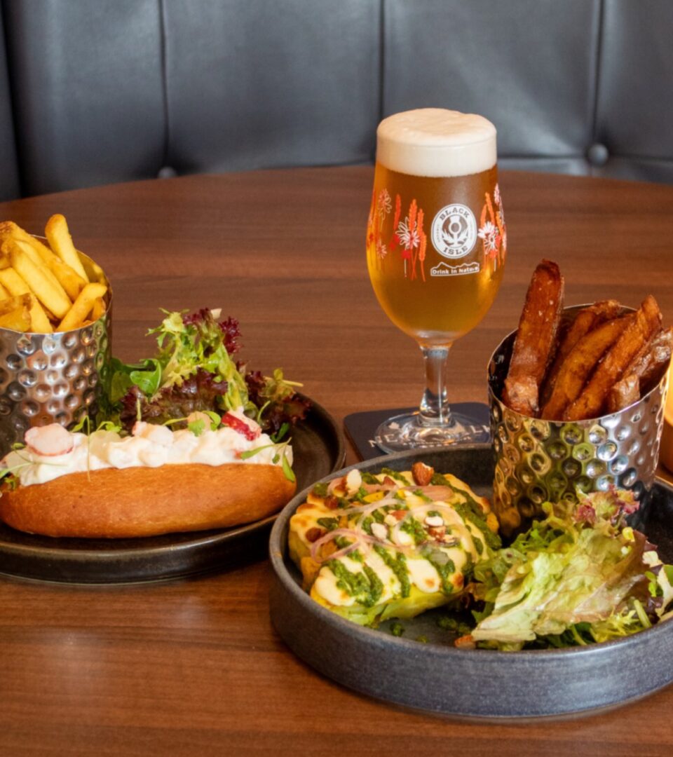 lobster roll & cauliflower steak in the terrace bar