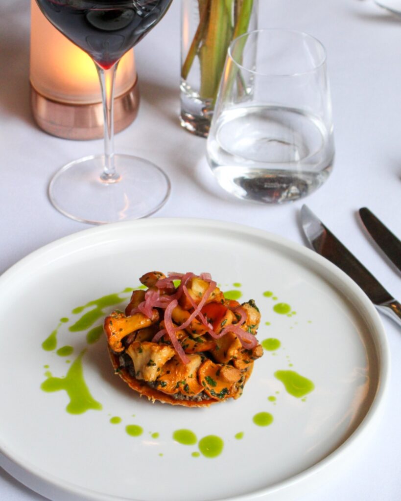 locally foraged chanterelle mushroom - crisp pastry - garden thyme - pickled shallot