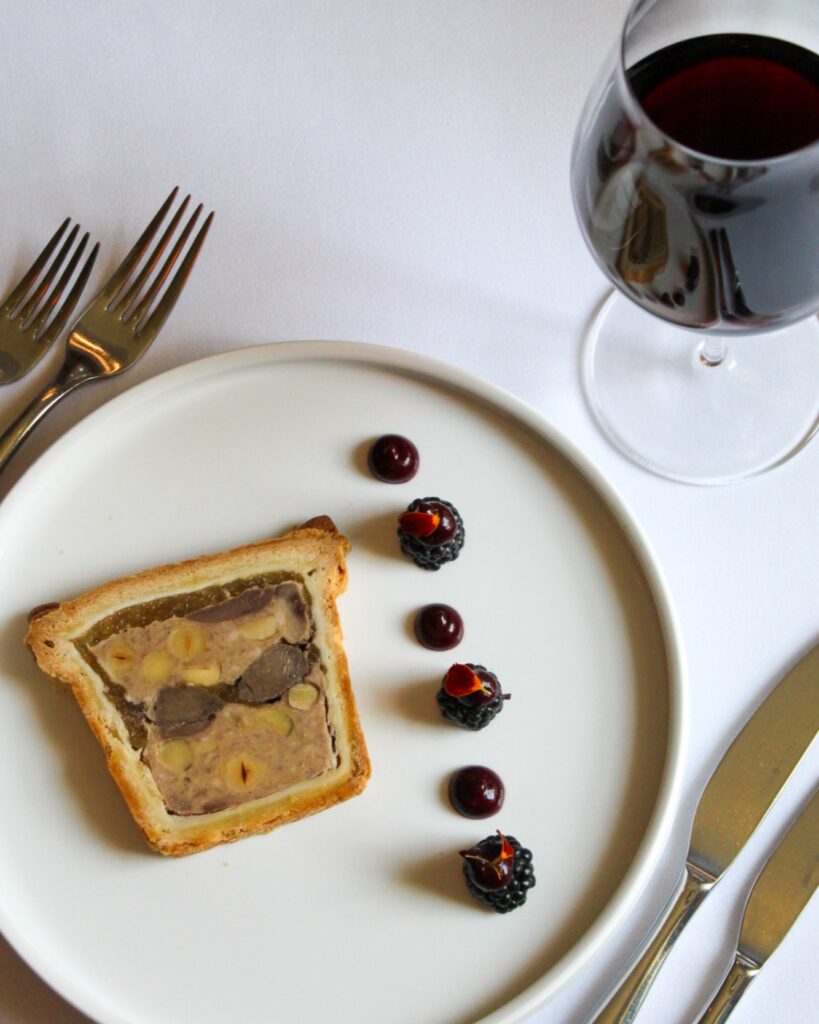 mixed Scottish game en croûte - Ness Walk garden blackcurrant ketchup - blackberries - chive oil