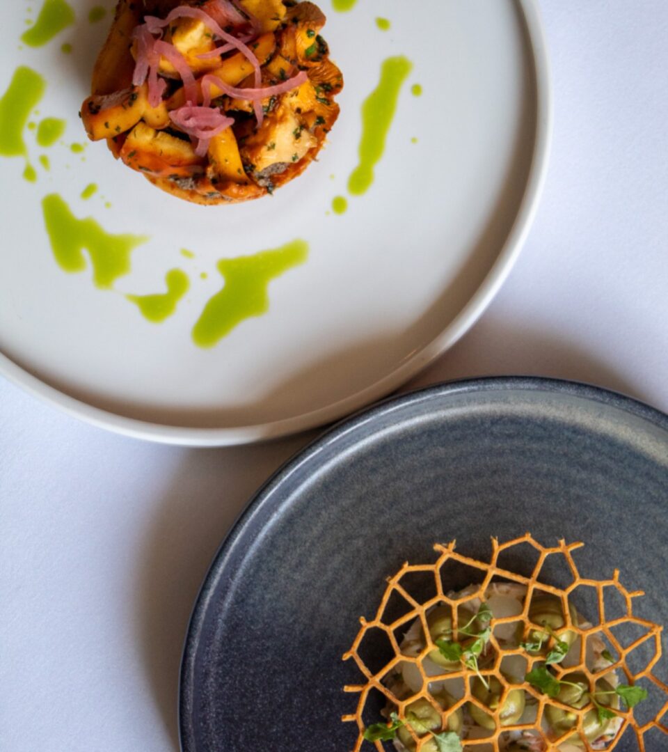 mushroom and orkney crab starters