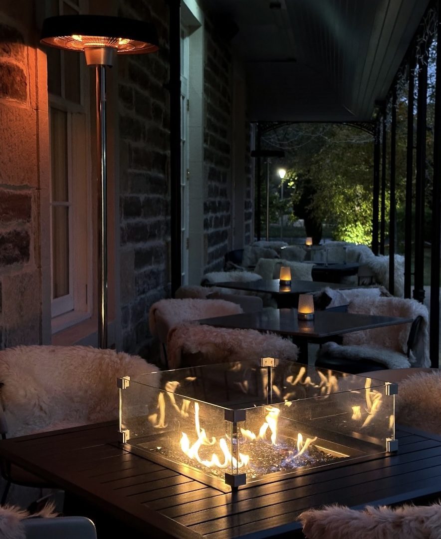 Firepits on the terrace at Ness Walk