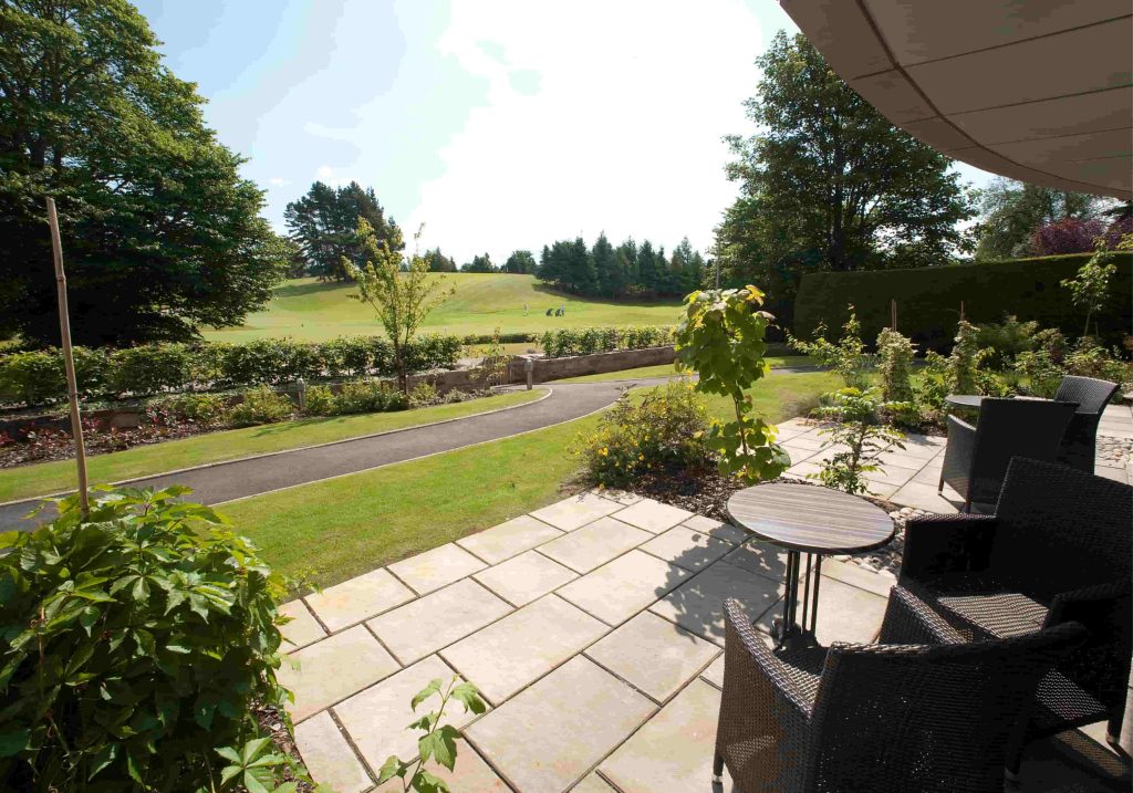 Private terrace overlooking golf course at Kingsmills Hotel in Inverness - sister hotel to Ness Walk
