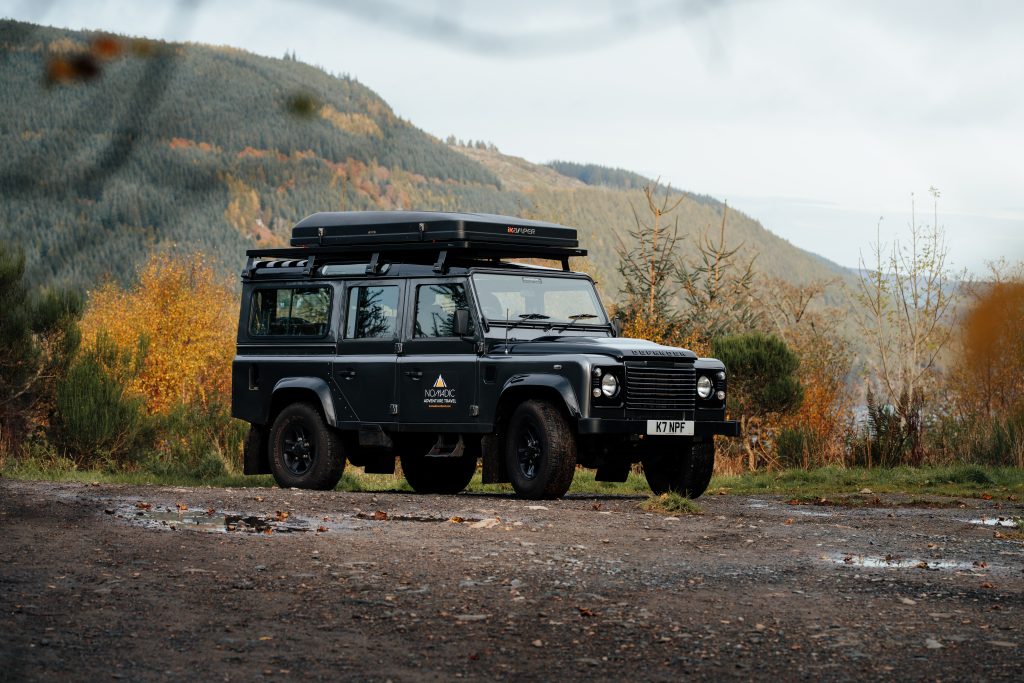 Nomadic Scotland Defender in the Highlands.