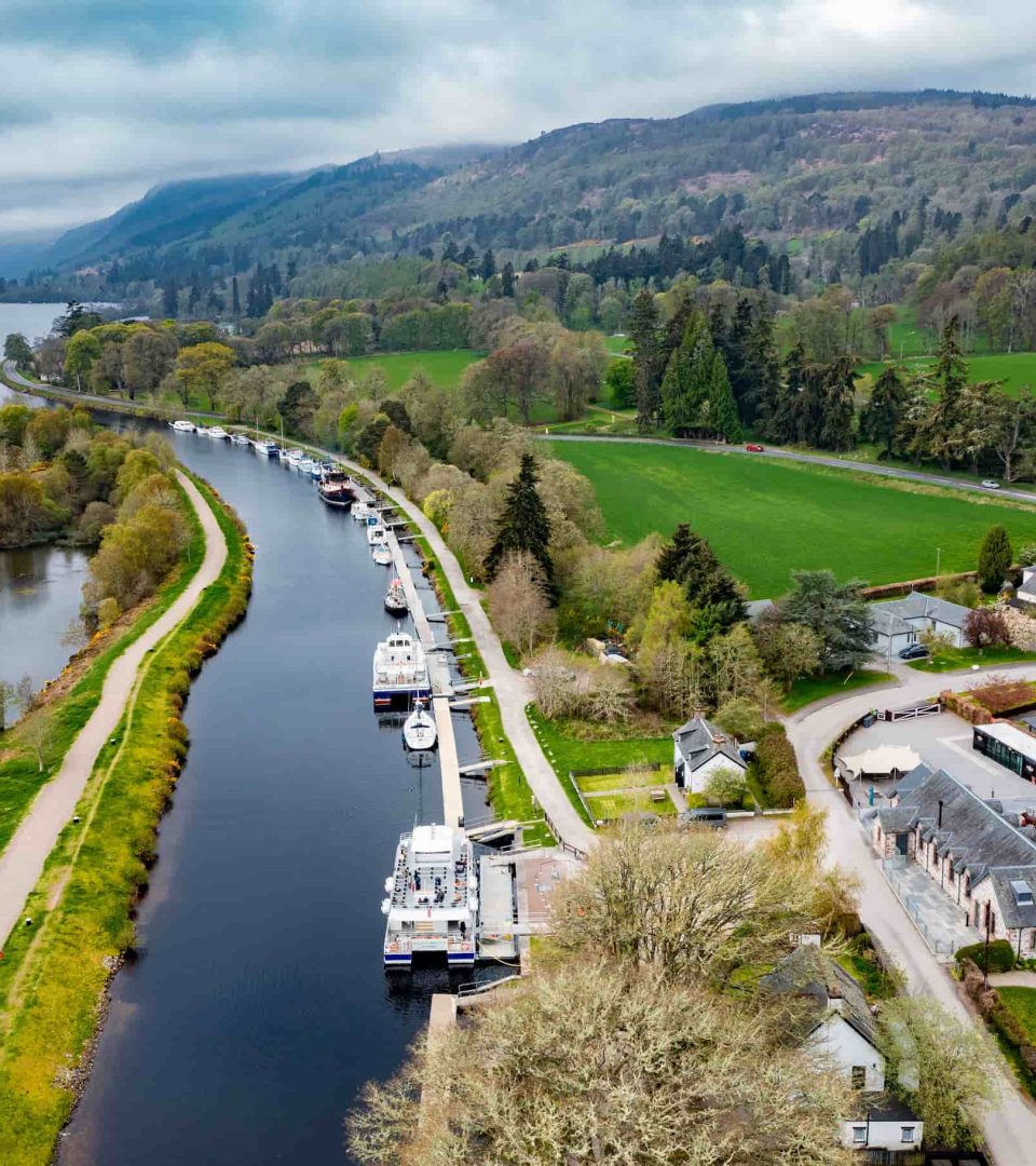 Loch Ness by Jacobite boats on Caledonian Canal as it runs alongside River Ness