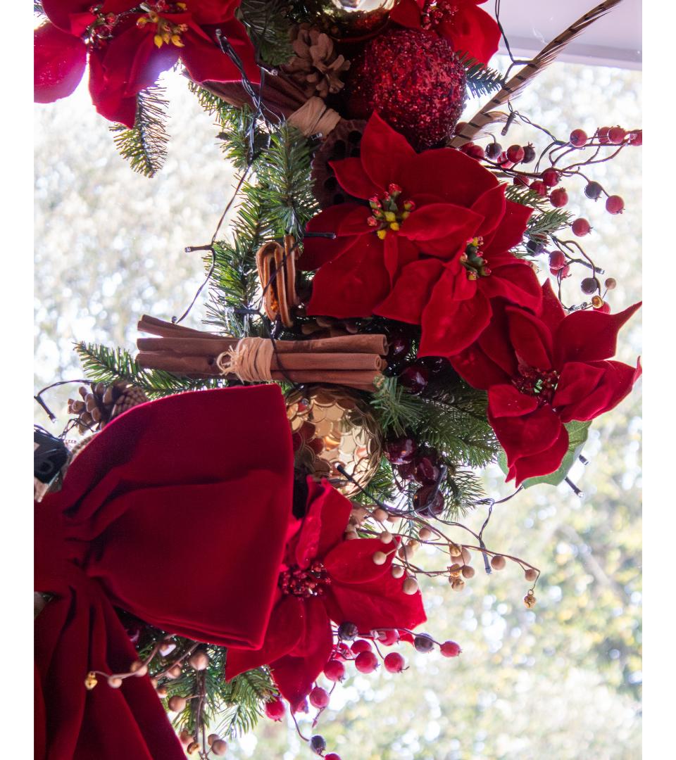 closeup of christmas wreath